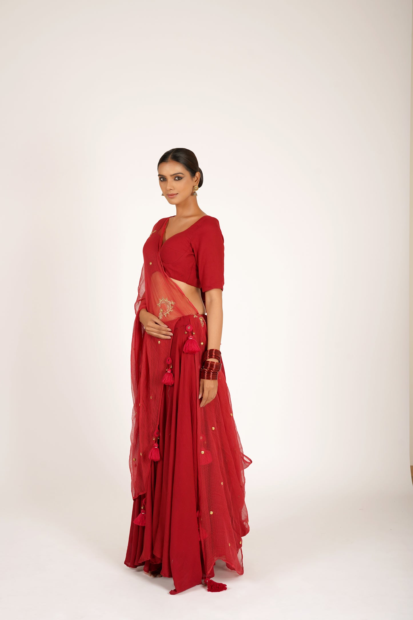 Tejasi Red Saanjh Lehenga Set
