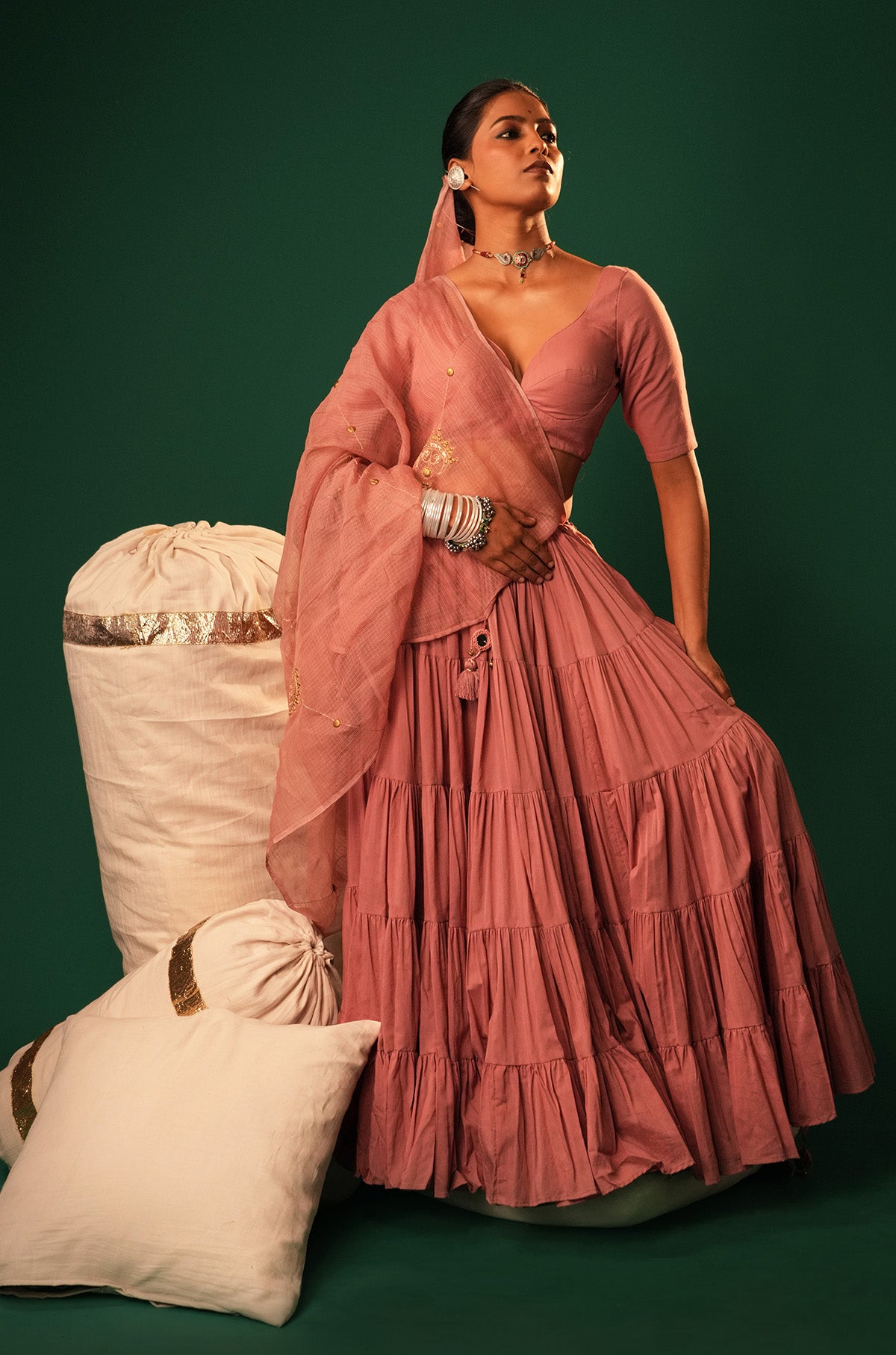 Meheriya Rose Pink Nazaara Lehenga Set