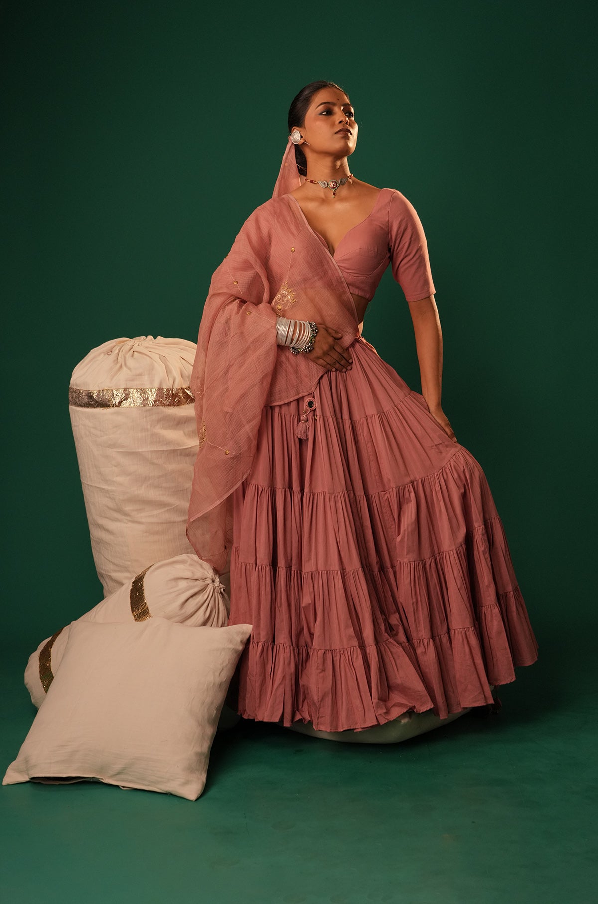Meheriya Rose Pink Nazaara Lehenga Set