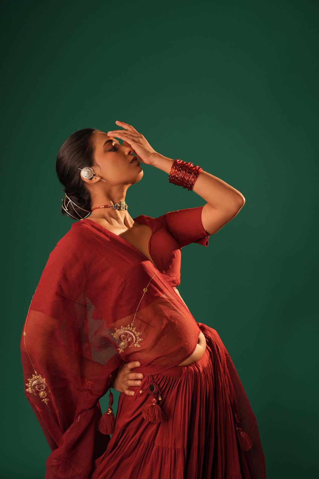 Laal Mati Tiered Lehenga Set