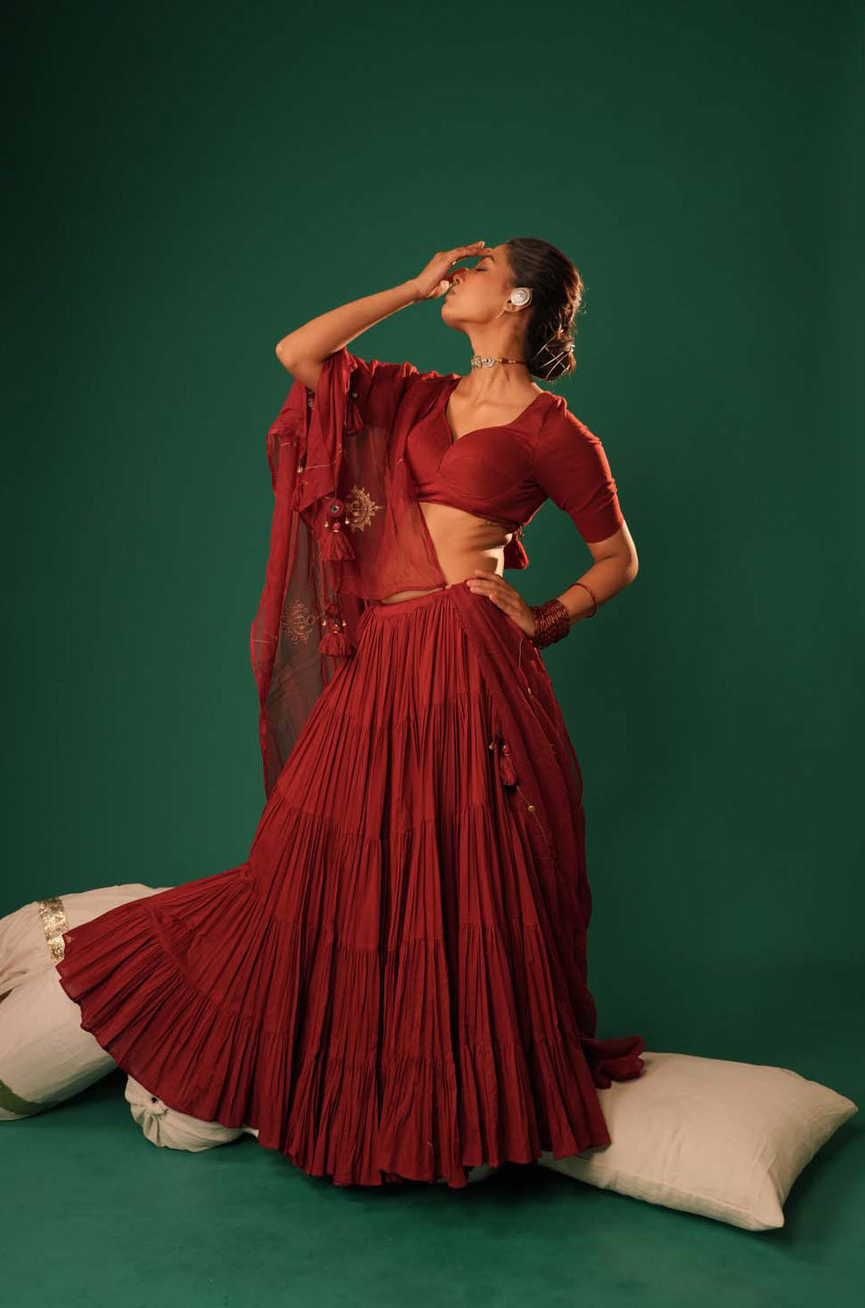Laal Mati Tiered Lehenga Set