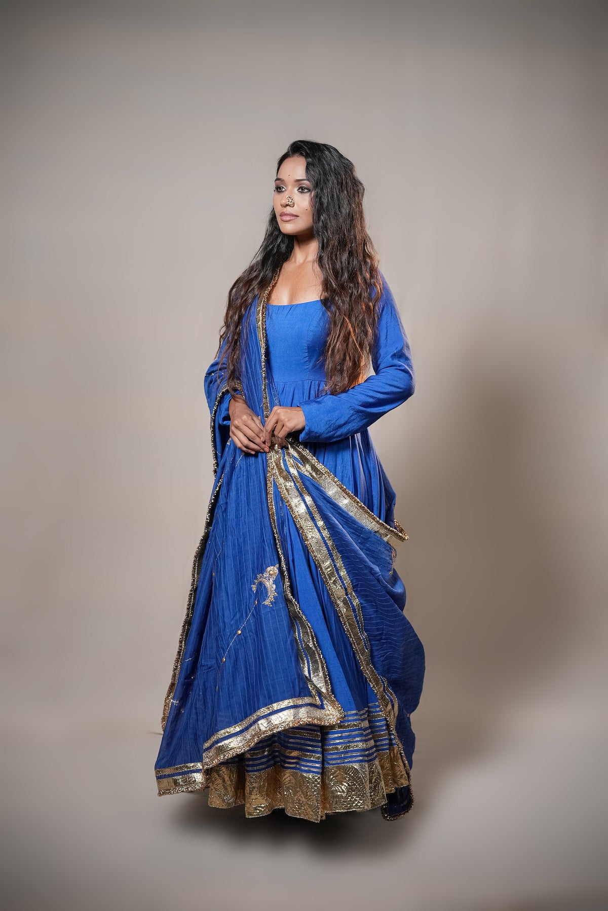 Chanderi Anarkali Suit with Handworked Dupatta