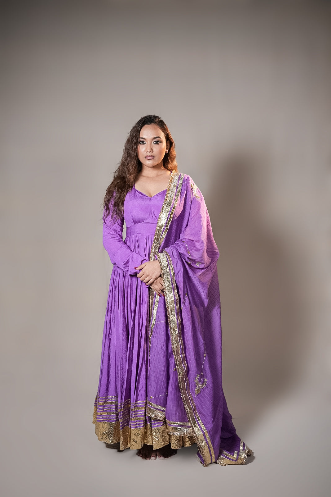 Chanderi Anarkali Suit with Handworked Dupatta
