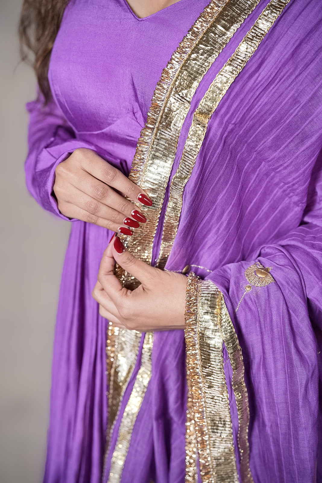 Chanderi Anarkali Suit with Handworked Dupatta