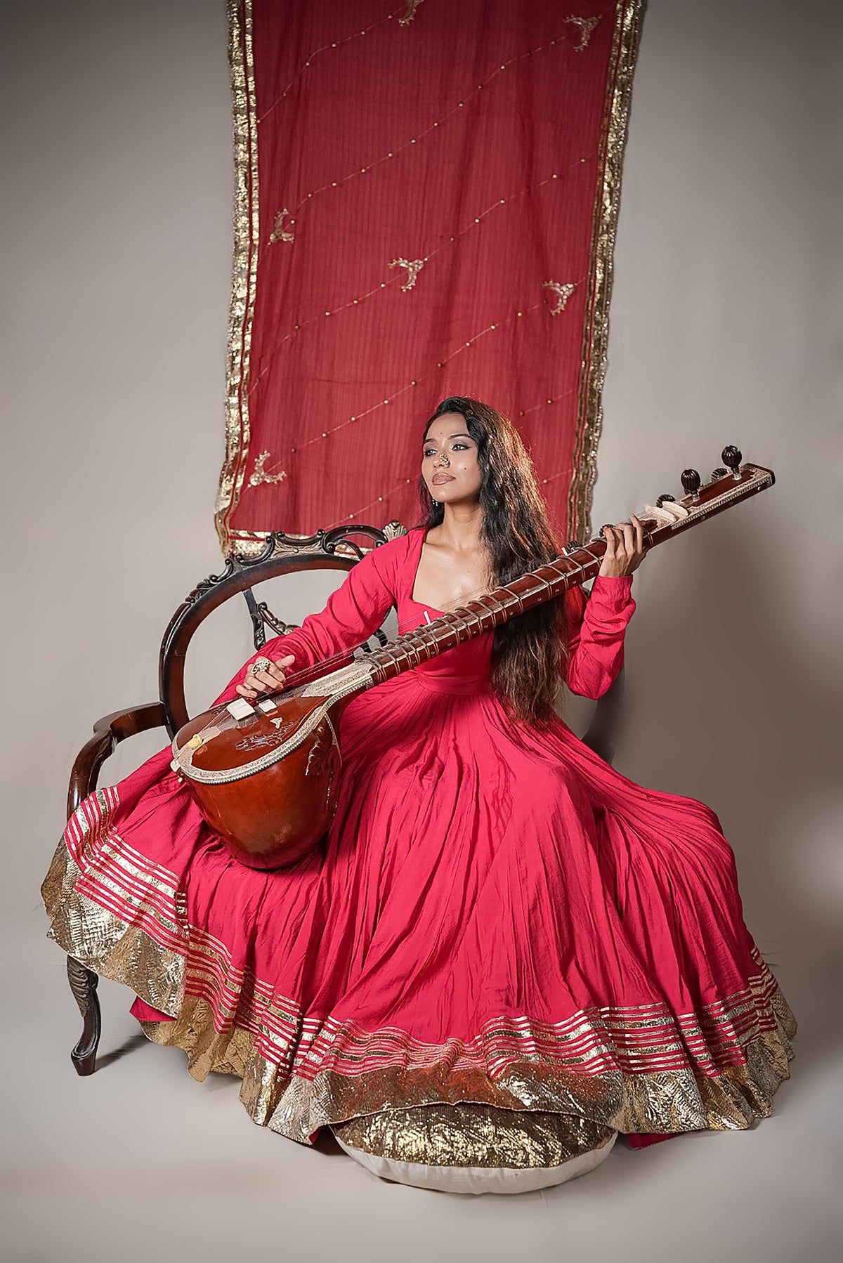 Chanderi Anarkali Suit with Handworked Dupatta