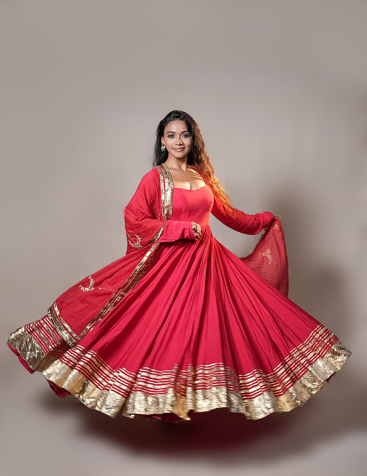 Chanderi Anarkali Suit with Handworked Dupatta