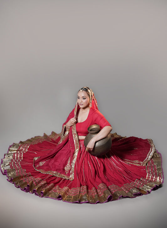 Semi Chanderi Style Layered Set