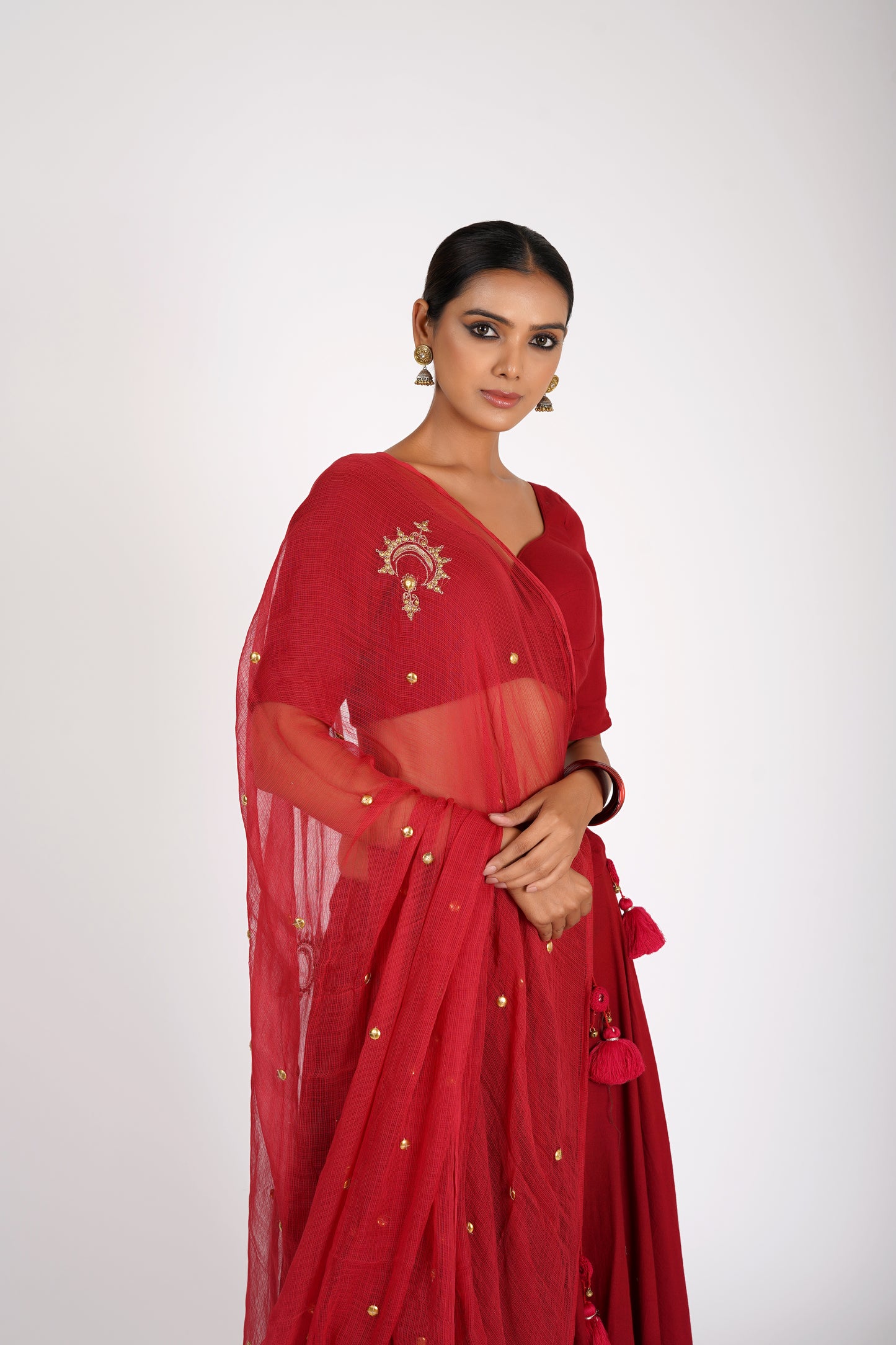 Ruhani Red Saanjh lehenga set