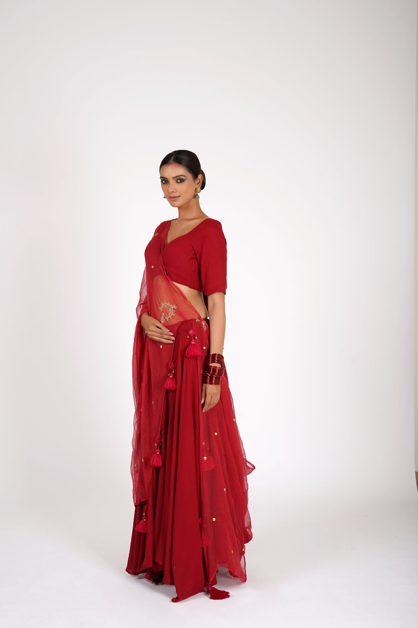 Ruhani Red Saanjh lehenga set