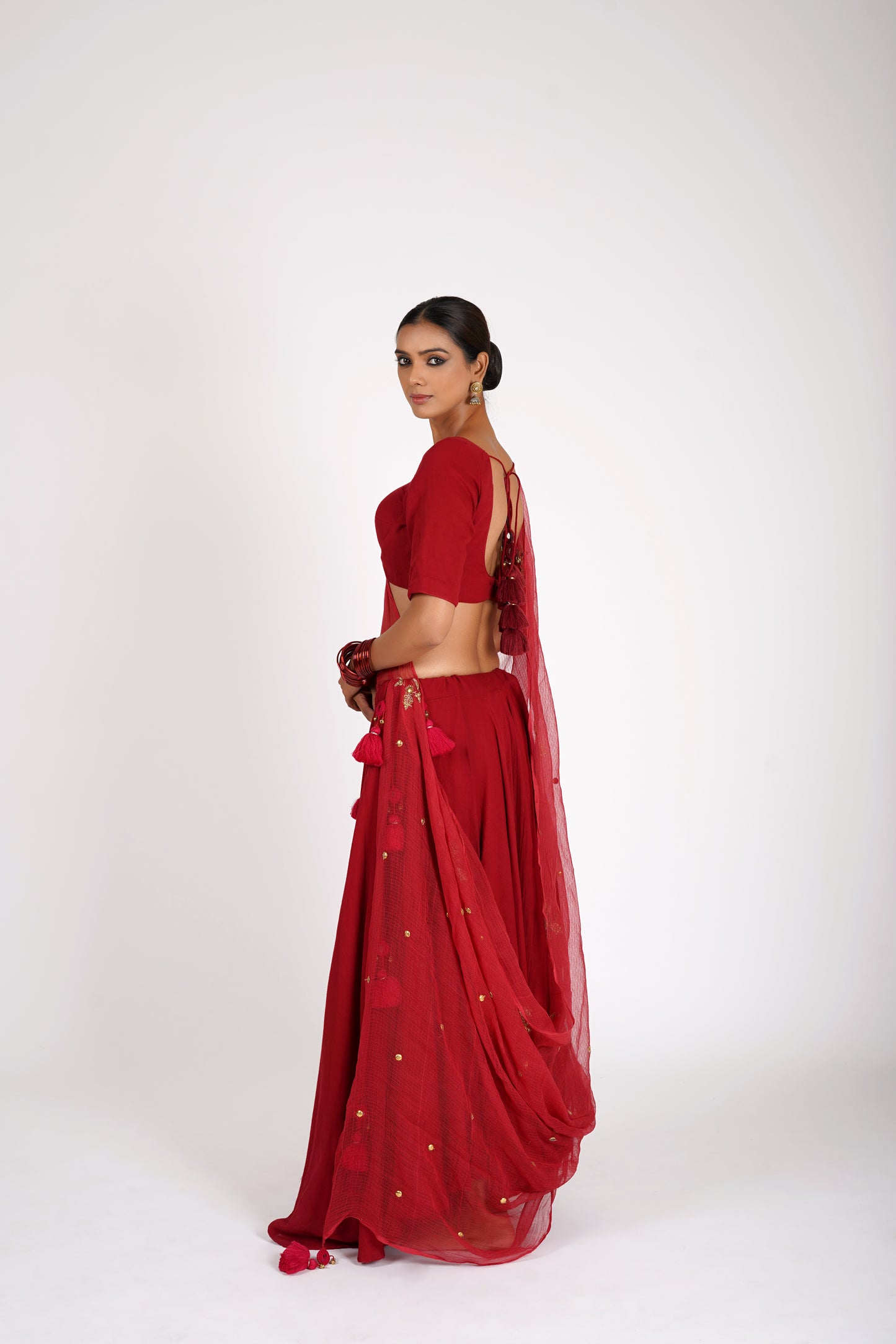 Ruhani Red Saanjh lehenga set