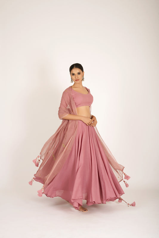 Gulab Dusty Rose Saanjh Lehenga Set