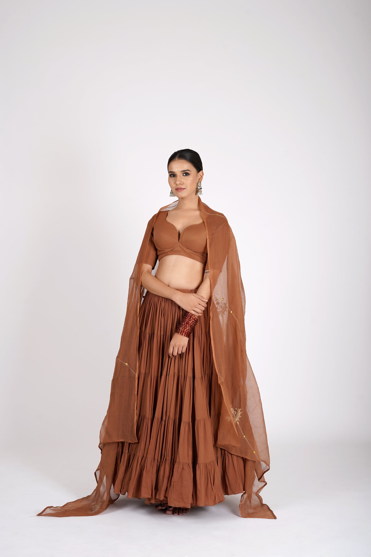 Mittika Rust Saanjh Lehenga Set