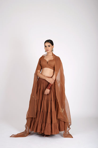 Mittika Rust Saanjh Lehenga Set