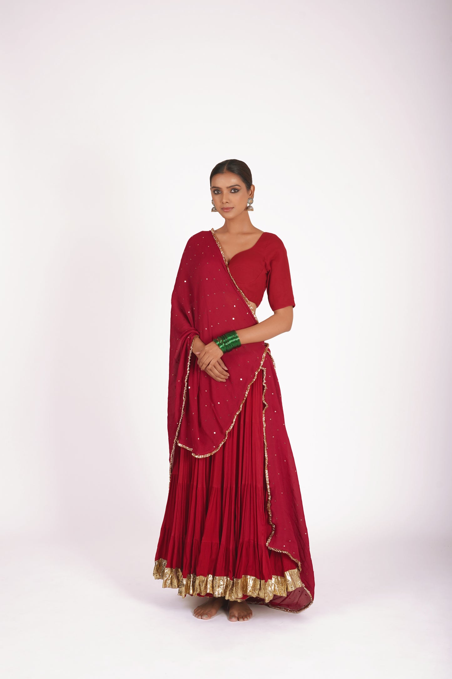 Taap Red Saanjh Lehenga Set