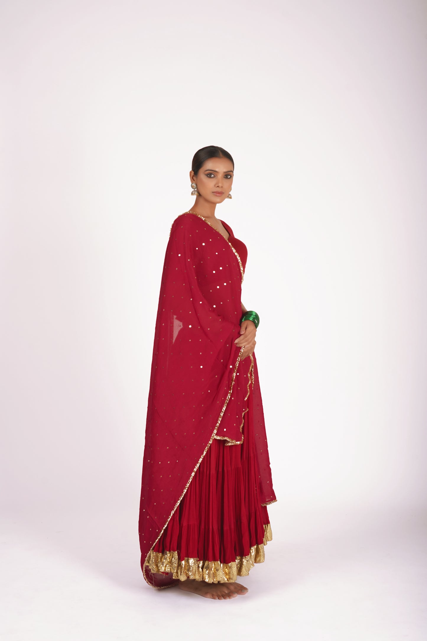 Taap Red Saanjh Lehenga Set