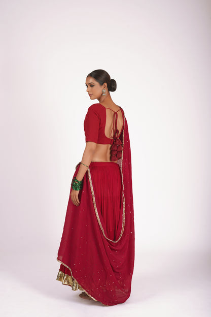 Taap Red Saanjh Lehenga Set
