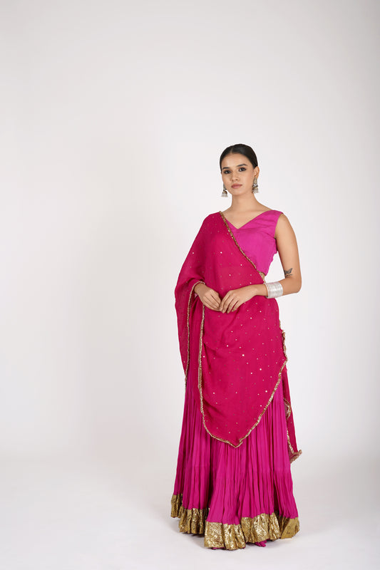 Manjari Magenta Saanjh Lehenga Set