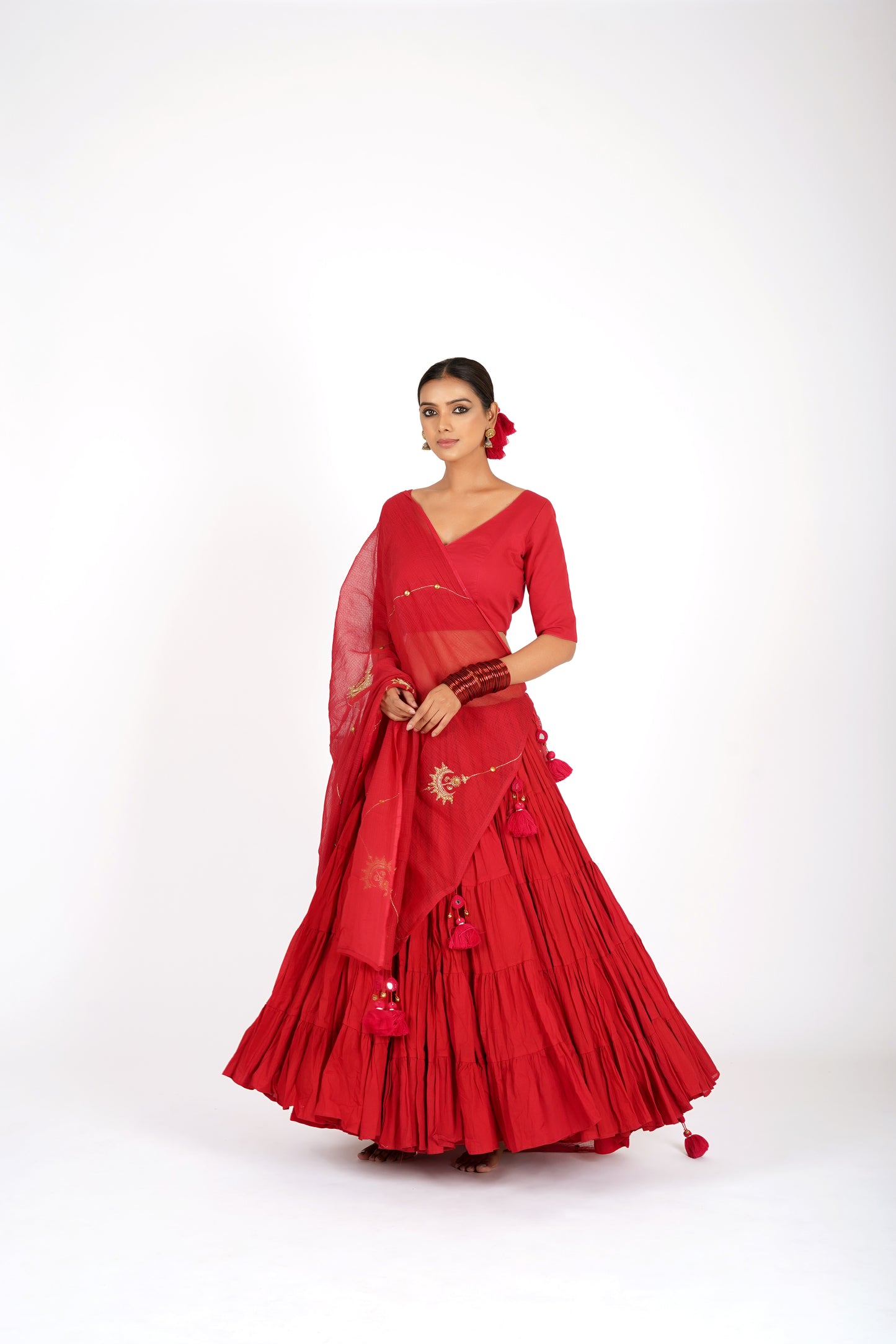 Rohi Sindoor Red Saanjh Lehenga Set