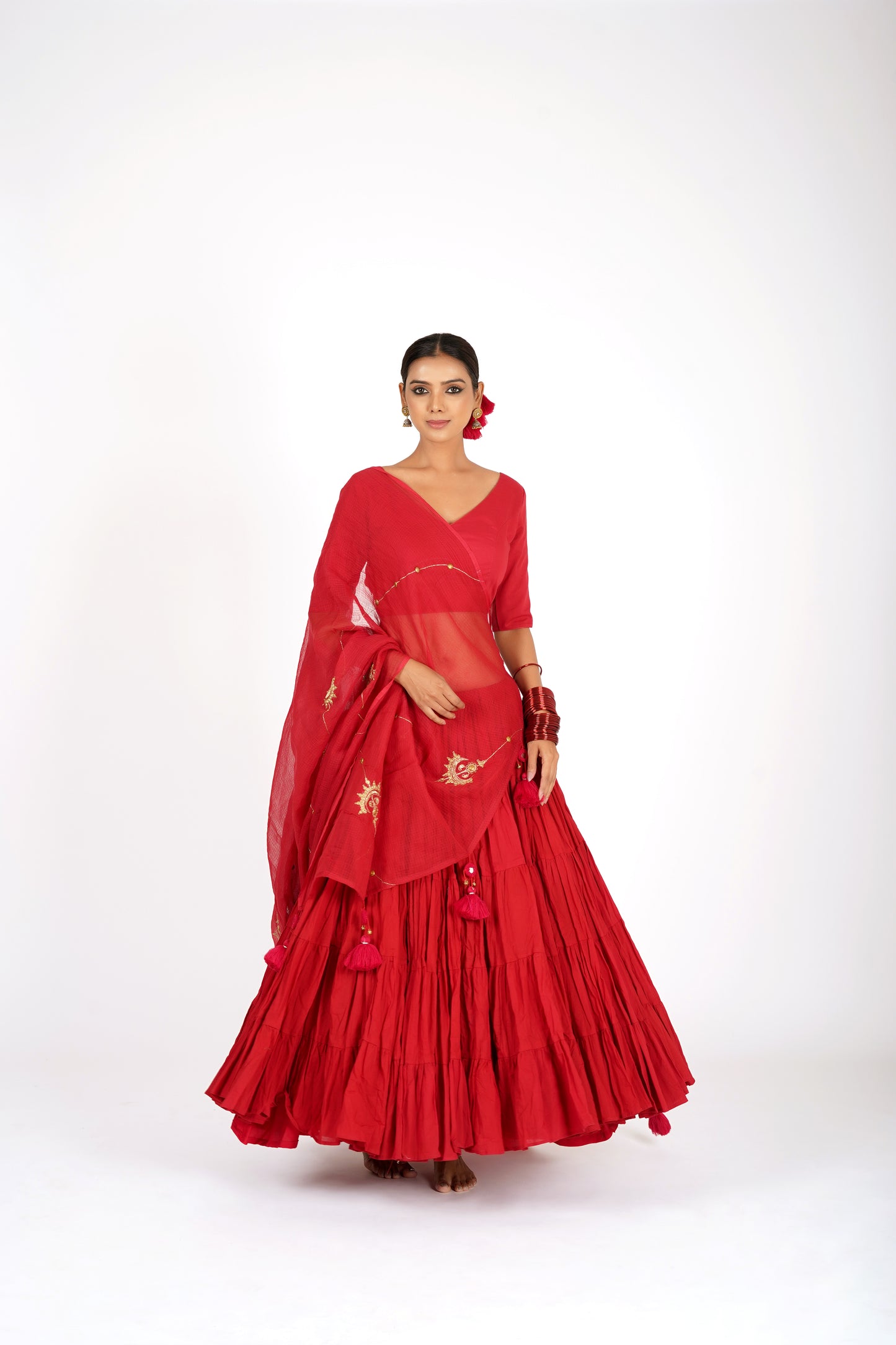 Rohi Sindoor Red Saanjh Lehenga Set