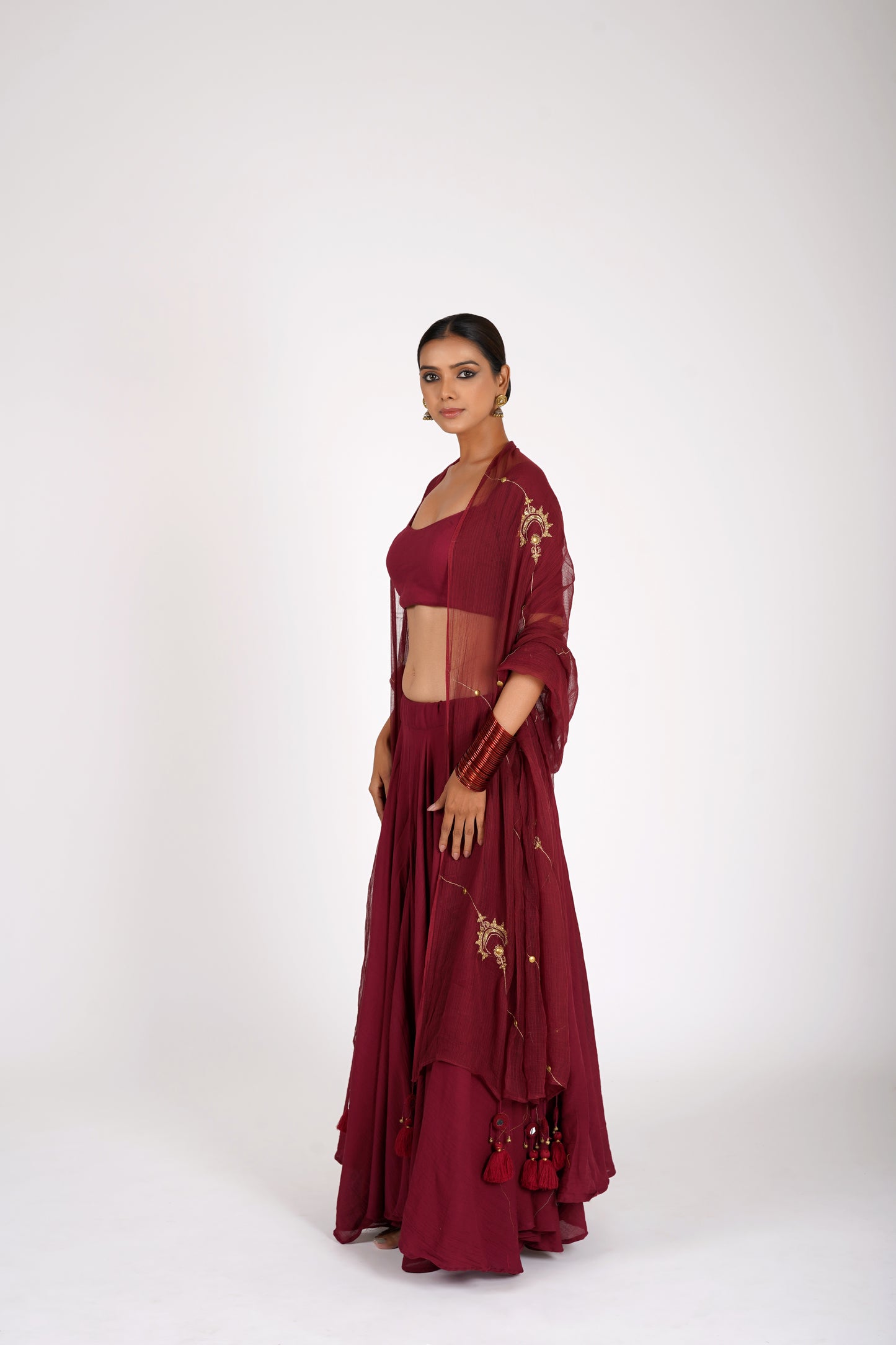 Sharvani Maroon Saanjh Lehenga Set