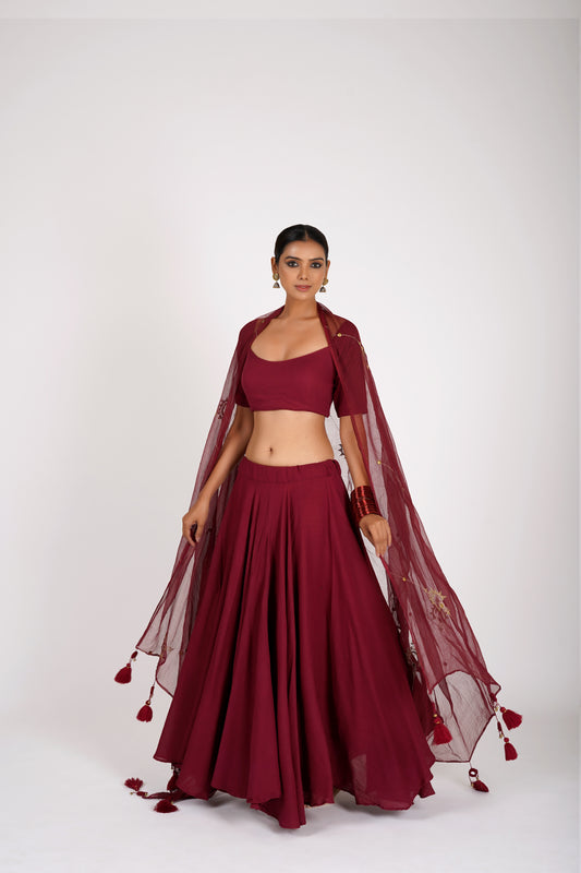 Moss Cotton Umbrella Chaniya Choli - Aarunya Mustard