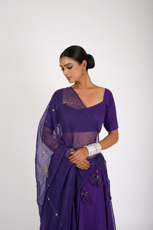 Moss Cotton Umbrella Chaniya Choli - Aarunya Mustard