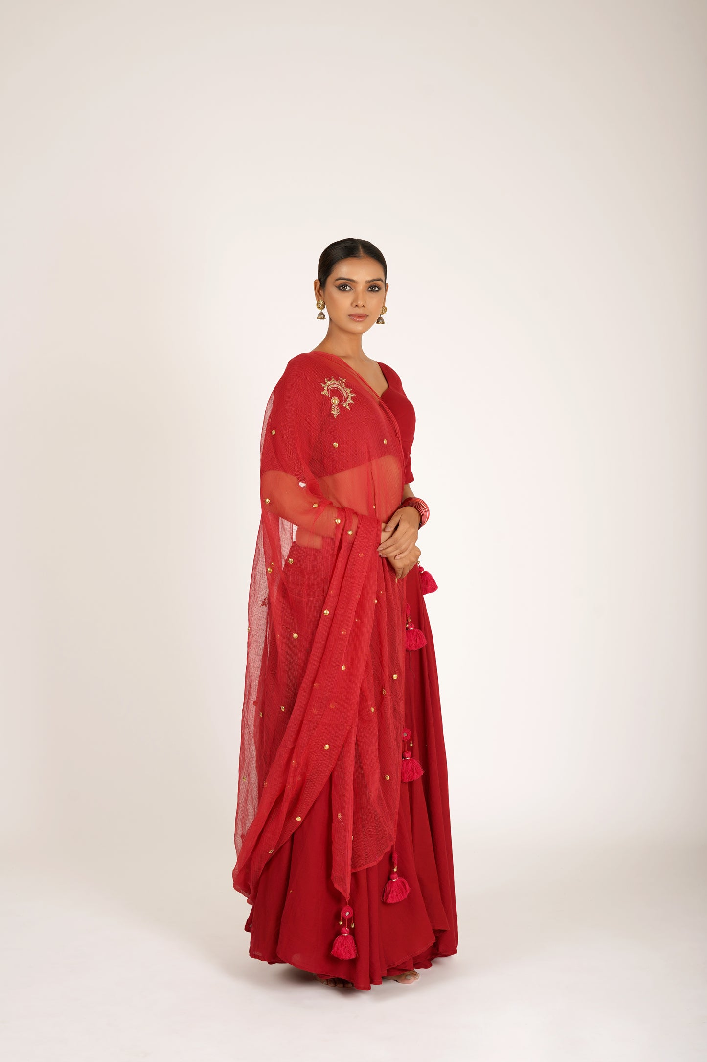 Tejasi Red Saanjh Lehenga Set