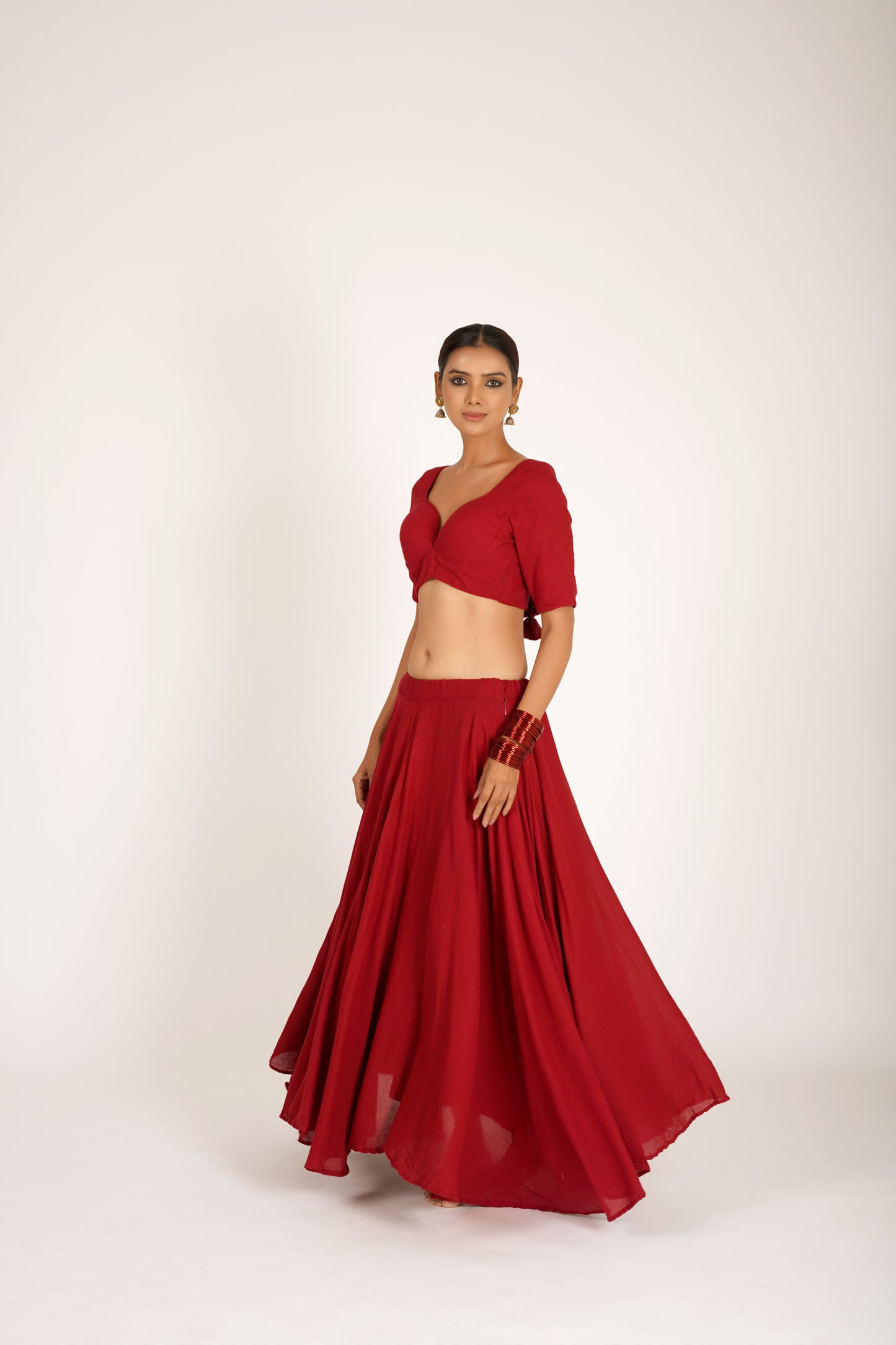 Tejasi Red Saanjh Lehenga Set