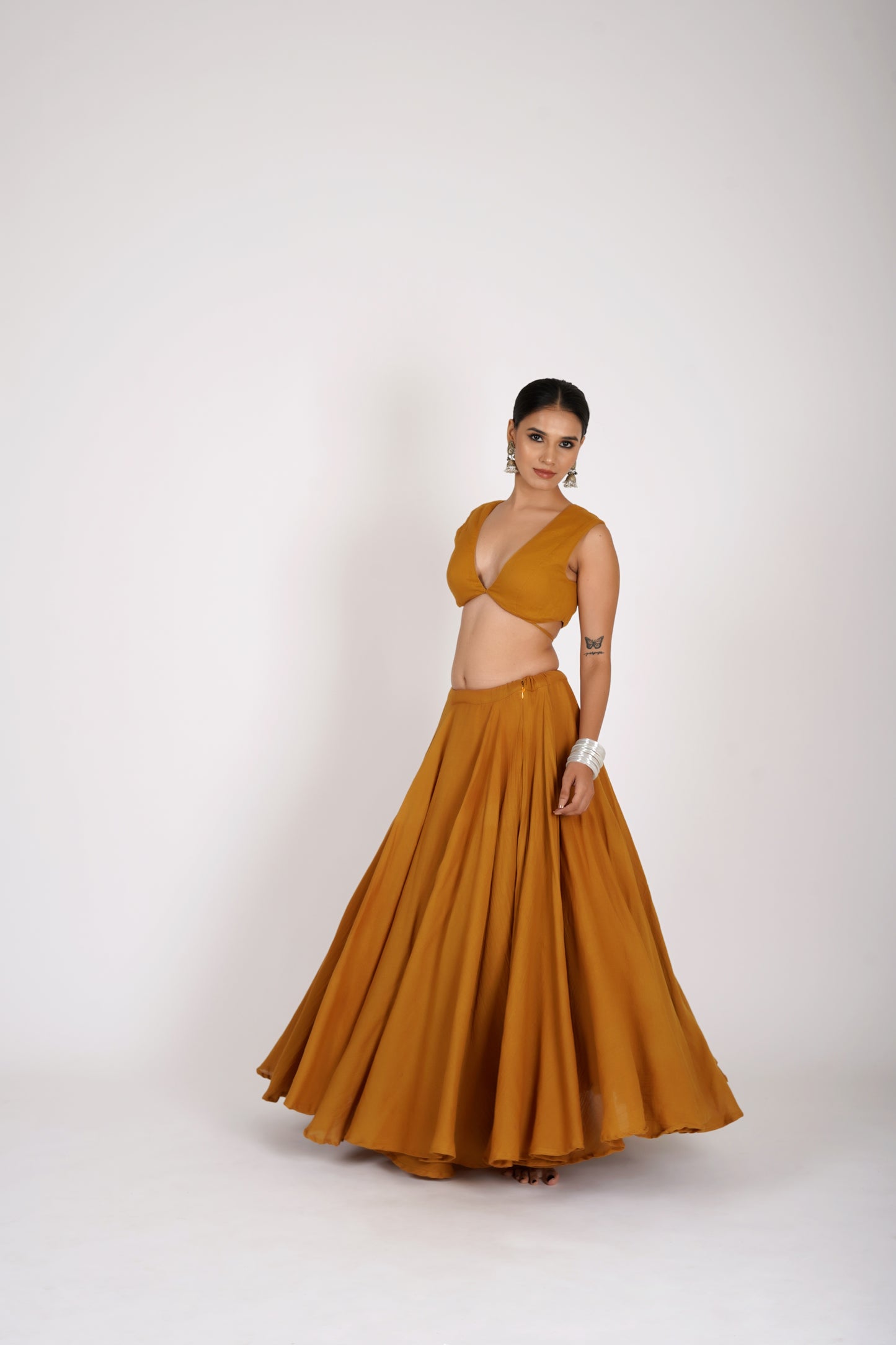 Aarunya Mustard Saanjh Lehenga Set