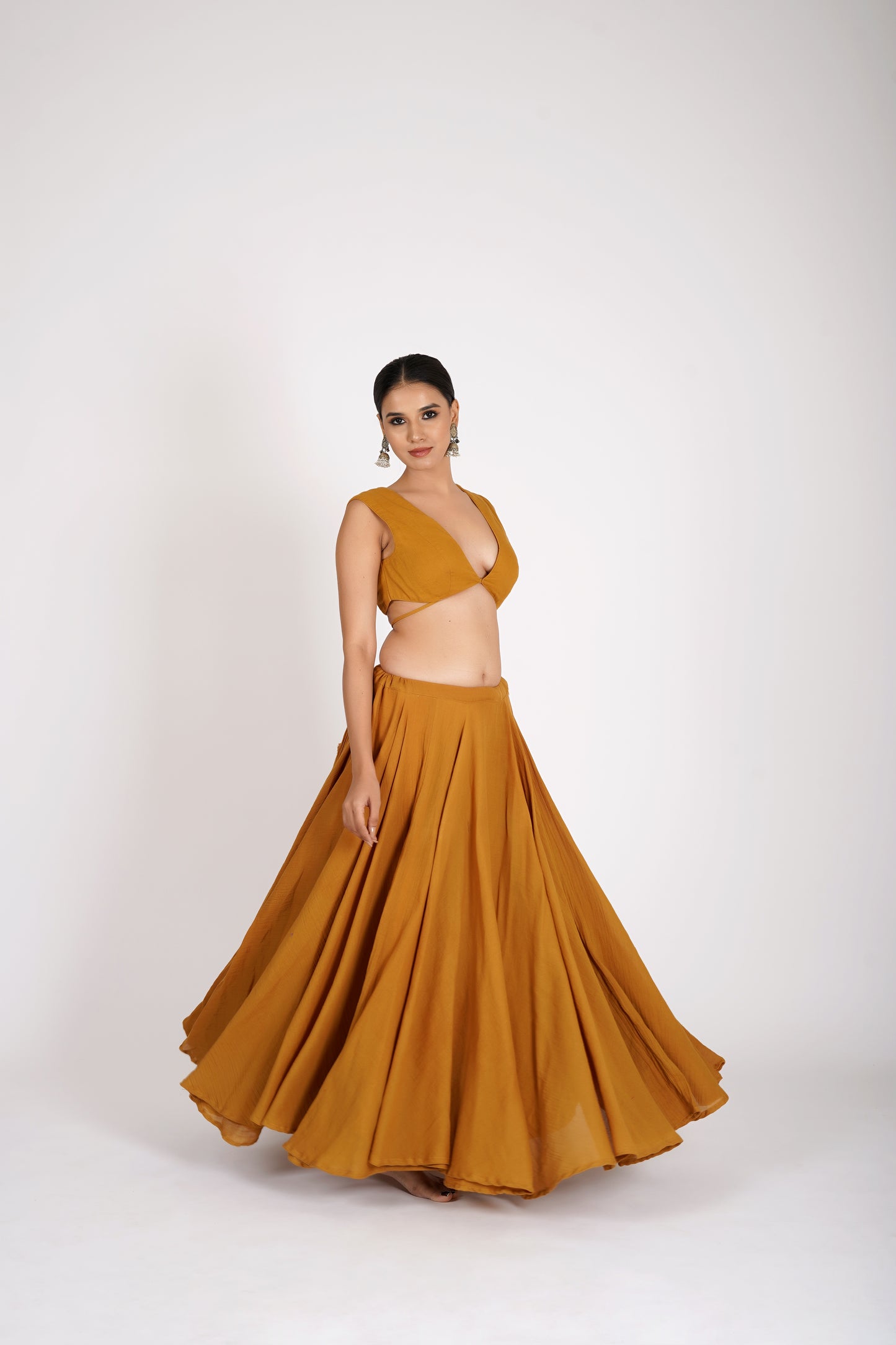 Aarunya Mustard Saanjh Lehenga Set