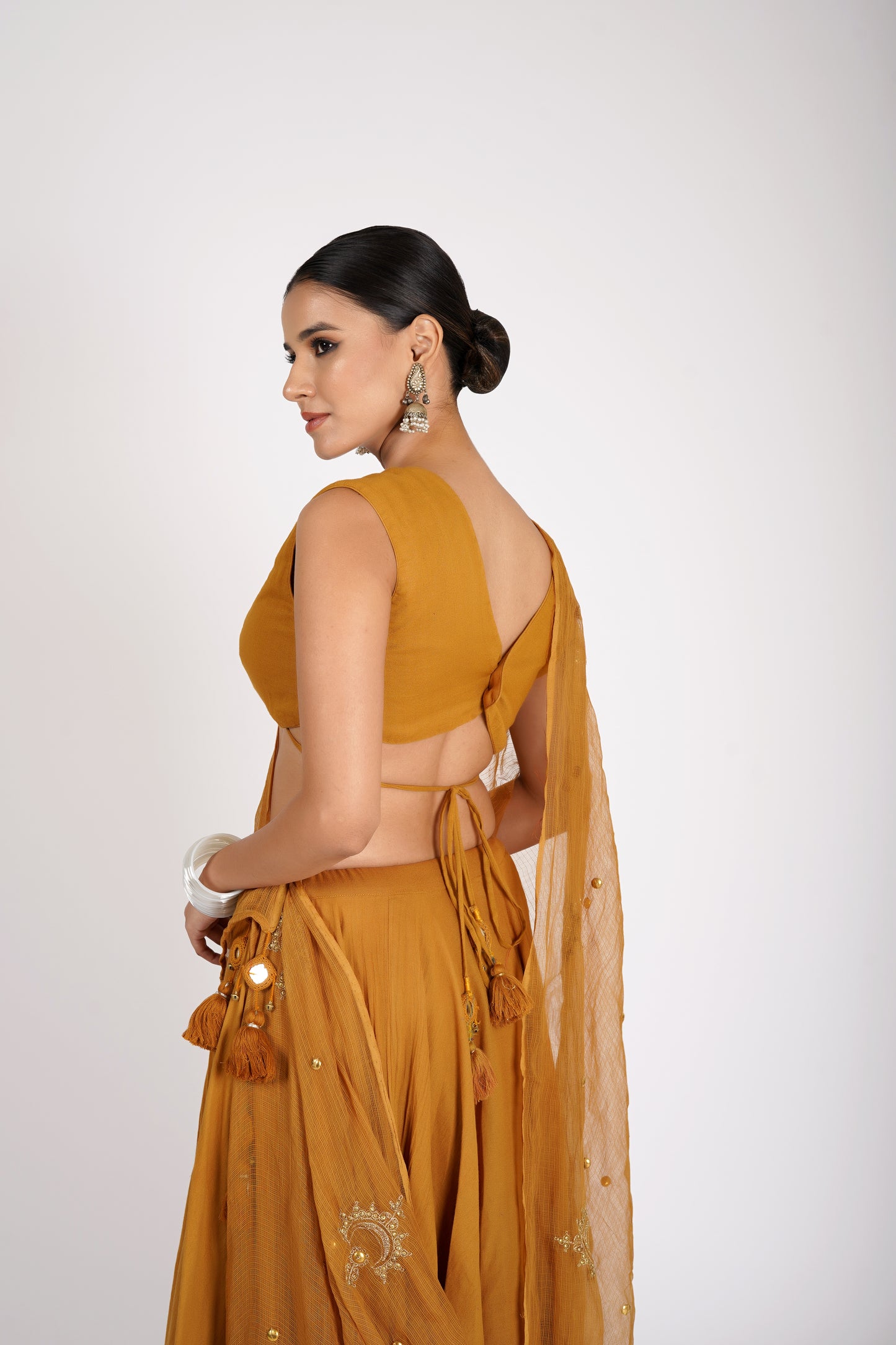 Aarunya Mustard Saanjh Lehenga Set