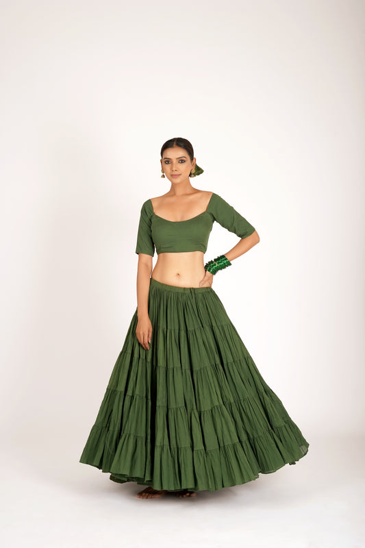 Vrinda Olive Green Saanjh Lehenga Set