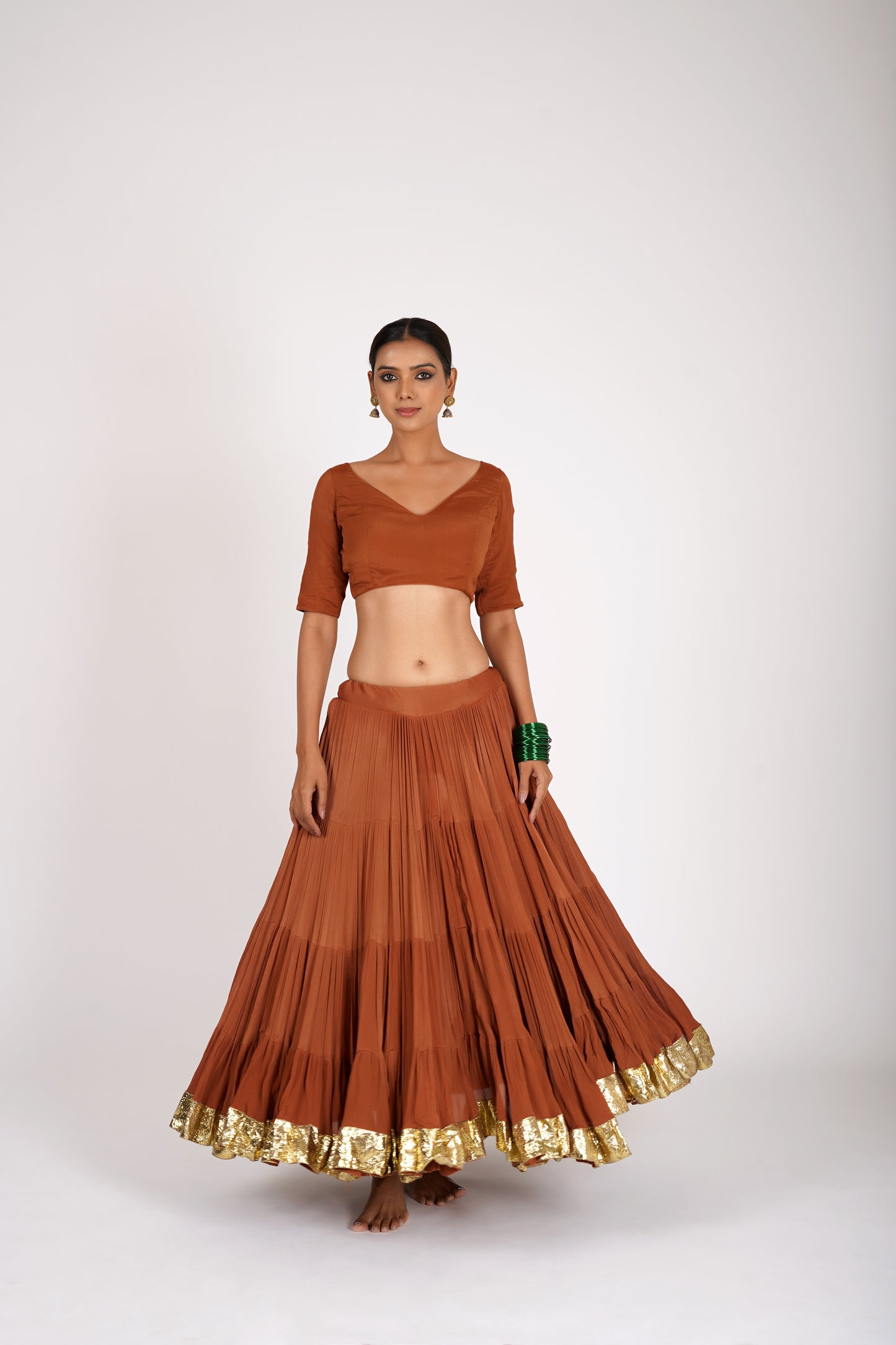 Tamira Reddish Brown Saanjh Lehenga Set