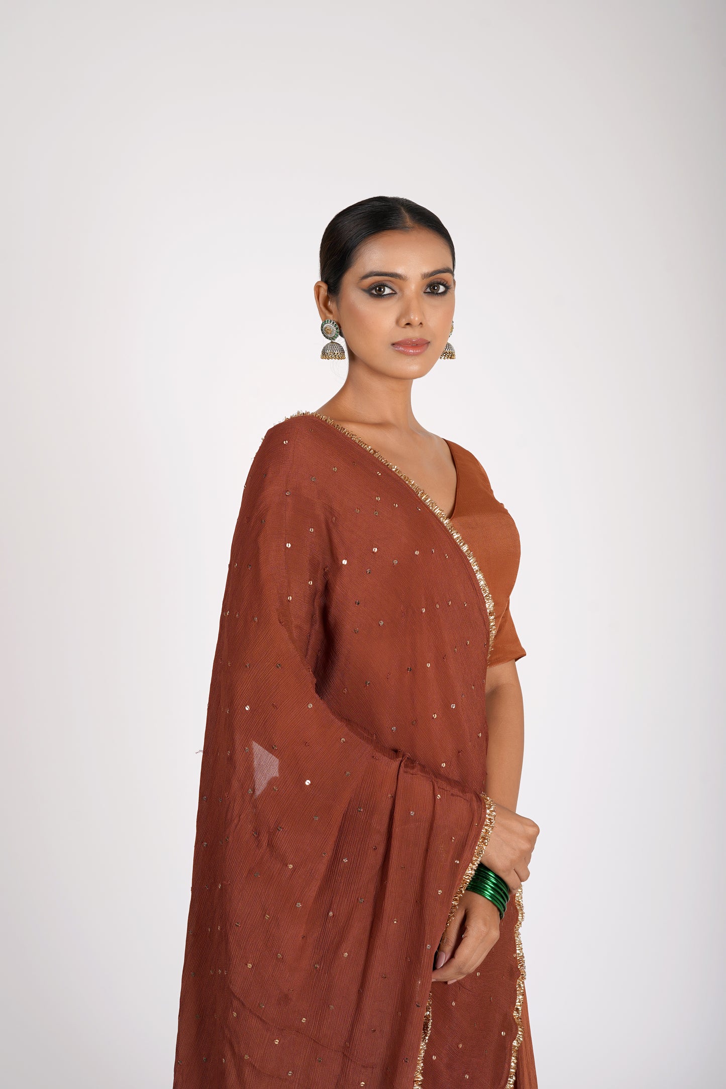 Tamira Reddish Brown Saanjh Lehenga Set