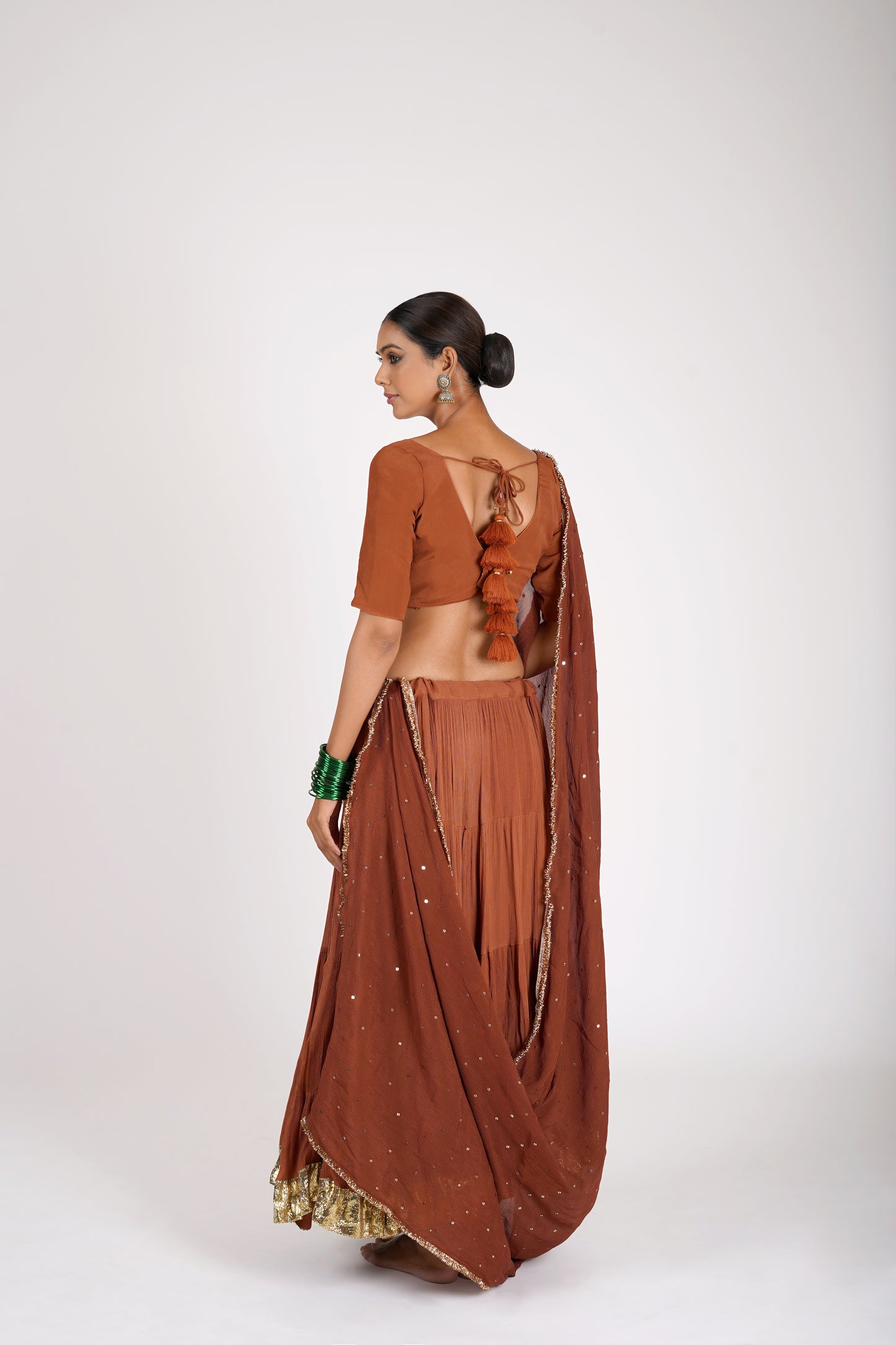 Tamira Reddish Brown Saanjh Lehenga Set