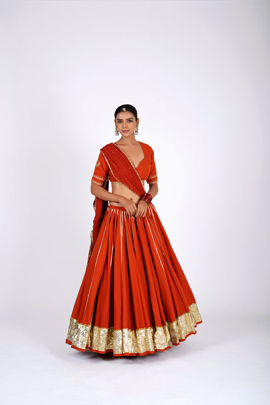 Agnika Orange Saanjh Lehenga Set
