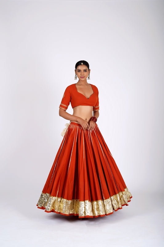 Gamthi Cotton Chaniya Choli - Agnika Orange