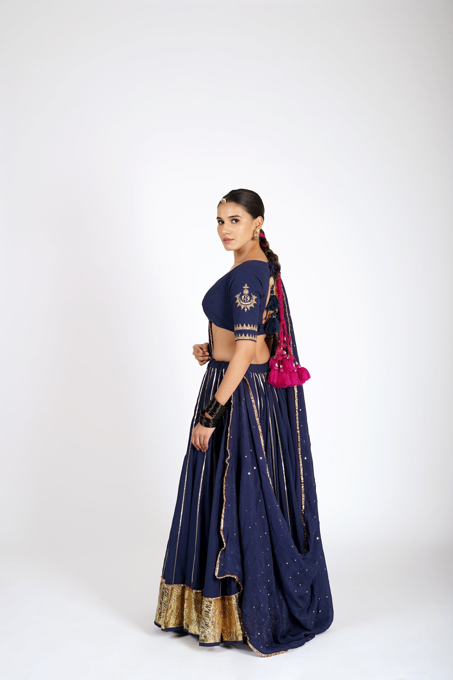 Yamika Deep Navy Saanjh Lehenga Set