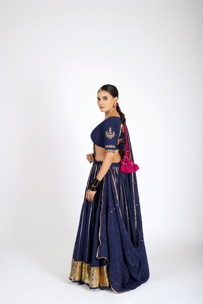 Yamika Deep Navy Saanjh Lehenga Set