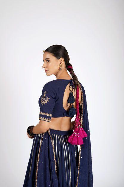 Yamika Deep Navy Saanjh Lehenga Set