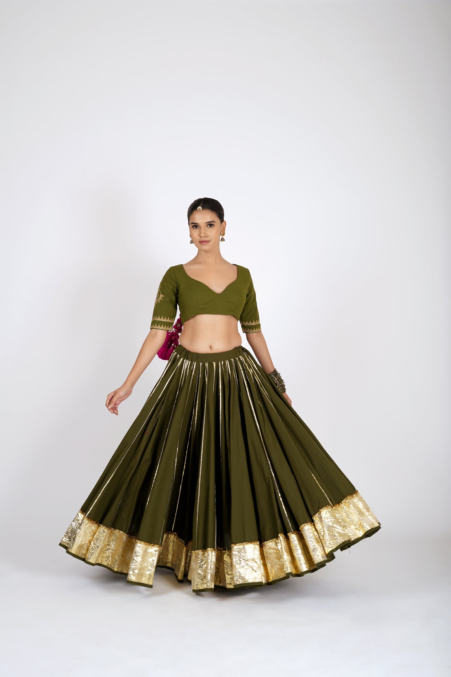 Kadamba Olive Green Saanjh Lehenga Set