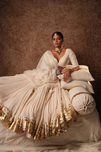 Mrinali Ivory Mohar Lehenga Set