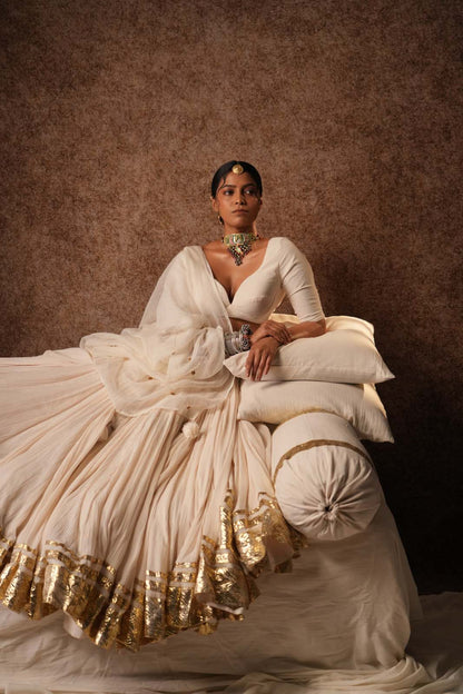 Mrinali Ivory Mohar Lehenga Set