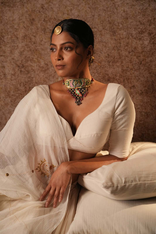 Mrinali Ivory Mohar Lehenga Set