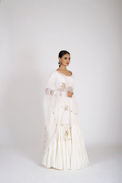 Indulekha Ivory White Saanjh Lehenga Set