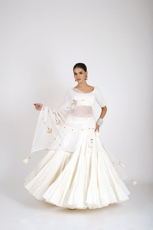 Indulekha Ivory White Saanjh Lehenga Set