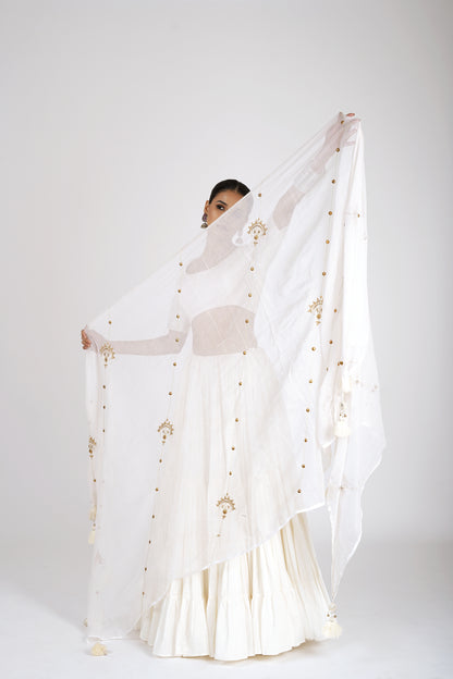 Indulekha Ivory White Saanjh Lehenga Set