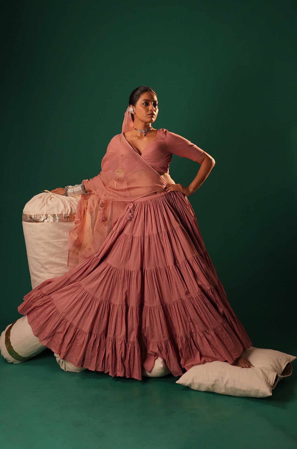 Meheriya Rose Pink Nazaara Lehenga Set
