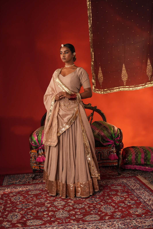 Devanshi Sand Beige Mohar Lehenga Set