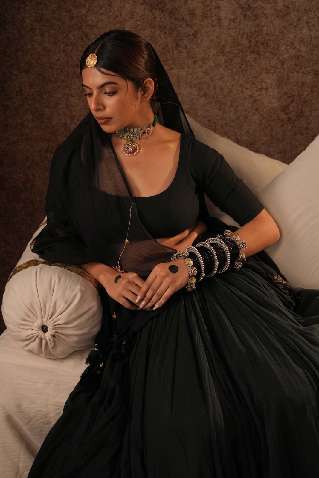 Nayira Charcoal Black Amaaya Lehenga Set